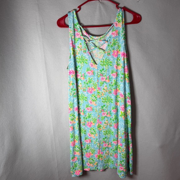 Disney x Lilly Pulitzer Dresses & Skirts - Disney Lilly Pulitzer Dress Womens Large Blue Floral Mickey Strappy Knit EUC